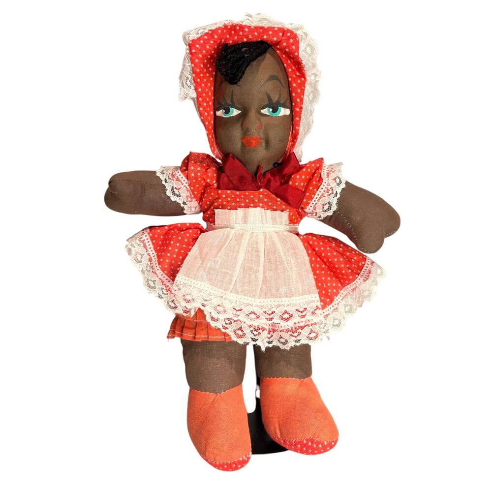 Vintage 1950's Handmade African American Doll, Hand Painted Face
